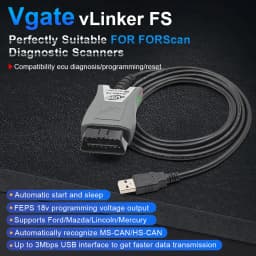 Vgate ELM327 vLinker FS USB OBD2 Scanner Car Auto For Ford Mazda OBDII Scan MS CAN HS CAN Diagnostic Tools Automotive Scanner