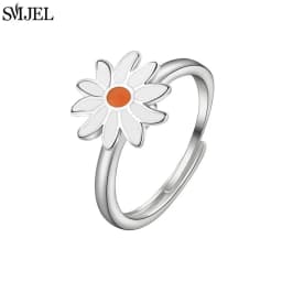 Korean Fashion Daisy Spinner Fidget Ring Multiple Style Sunflower Rose Snowflake Rotate Freely Anti Stress Anxiety Rings Wedding