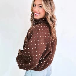 Women Polka Dot Sweatshirt Half Zip Pullover Oversized Loose Fit Long Sleeve Casual Tops Autumn Winter Streetwear