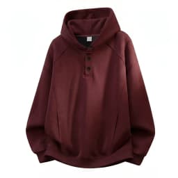 Autumn Winter New Button Half High Neck Hoodie for Men Korean Fashion Harajuku Simple Solid Men's Casual Loose Hooded Sweatshirt
