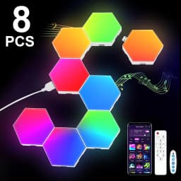 Smart Hexagon LED Wall Lights with App DIY & Remote Control Music Sync RGB Panels for Home Gaming Room Bedroom Living Room Decor Vibrant Geometric Design Indoor Party Festival Wall Decorative Light USB Powered Color Changing Modern Lights