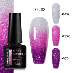 MEET ACROSS 7ml Glitter Sequins Thermal Gel Nail Polish 3 Layers Temperature Color Changing Semi Permanent UV Gel Varnish Nails