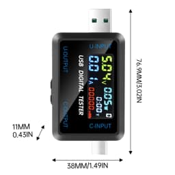 Multi-function USB Type-C Digital Tester DC4.5~36V Voltmeter Ammeter Power Capacity Resistance Temperature Meter IPS Display Fast Charging Protocol Detector Support Screen Off Function