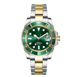 Custom Logo 40MM Luxury NH35 Automatic Watch Two Tone Gold Sapphire Glass Ceramic Bezel Men Diver Watches Male reloj hombre