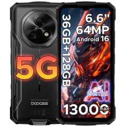 Phone robust DOOGEE Fire 7 5G Gemini AI 36Go (6 + 30) 128 Go battery mAh dimension Smartphone
