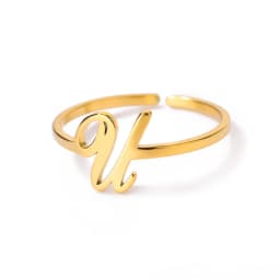Initial Letter Rings For Women Gold Color Stainless Steel A-Z Letter Adjustable Ring Aesthetic Wedding Christmas Jewelry Gift