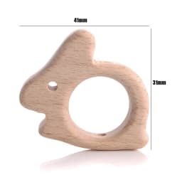 10Pcs Beech Beads Heart Butterfly Rainbow Elephant Flower Animal Wooden Beads for Bbay Chew Teether Beads Pacifier Clips Chain