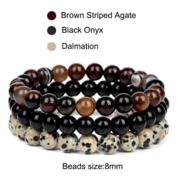 3Pcs/set 8mm Natural Stone Beads Bracelet Set Pink Zebra Rhodonite Moonstone Agates Hematite Bracelets For Women Men Jewelry