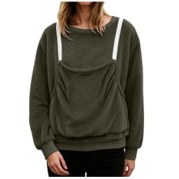 Women Fall And Winter Casual Plush Solid Color Pet Pocket Crew Neck Hoodless Sweatshirt Funny Jogging Suits Women Petite
