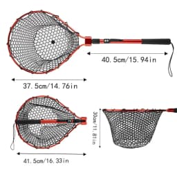 Fishing Net With Handle Telescoping Fishing Landing Net Portable Silicone Mesh Folding Fish Hand Net Fishing Gear Accessorie