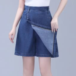 Five point Jeans Skirt Women's Summer Thin Four point Wide leg pants 2026 New Woman Loose Shorts High waisted Short Casual Pants