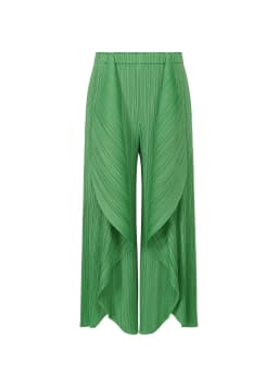 Miyake Pleated Elastic Waistband Flared Leaf Fold Pants