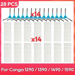 Fit For ( Conga 1290 / 1390 / 1490 / 1590 ) Hepa Filter Side Brush Robot Vacuums Spare Part Replacement Accessory