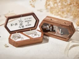 Personalized Wooden Ring Box with Acrylic Cover Custom Engraved Engagement Ring Holder Unique Wedding Ceremony and Proposal Gift