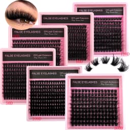 50D-160D 8D Luxury Fluffy DIY Cluster Lashes - 8-16mm Mixed Length Eyelash Extension 0.07mm Russian D Curl Thick And Reusable