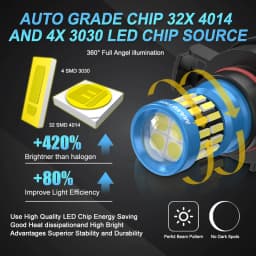 2pcs PS24W 5202 h16(eu) 2504 5201 5301 5202 PS19W LED Fog Light Bulbs Extremely Bright 50W GC 5530 Chipset 6000K