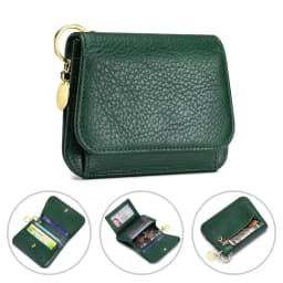 Slim Wallet for Women RFID Blocking Genuine Leather Ladies Keychain Wallet with Zipper Coin Pocket ID Window
