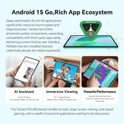 Teclast P33 10.1" Tablet 9Gb Ram 64Gb Rom Android 15 1280X800 Allwinner A333 5 Core 6000Mah Wi-Fi 6 Type C