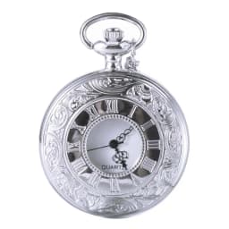 Roman Scale Display Vintage Pocket Watch Quartz Pendant Necklace Chain Bronze Chain Clock Silver Leisure Retro Hanging Watch