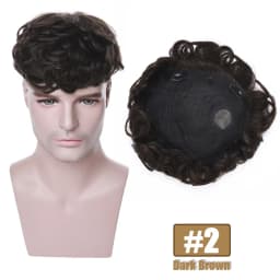 S-noilite 16x19cm Men Toupee Human Hair Replacement System Hair Toppers Hairpiece 4Inch Hair Wig Extensions Male Hair Prosthesis