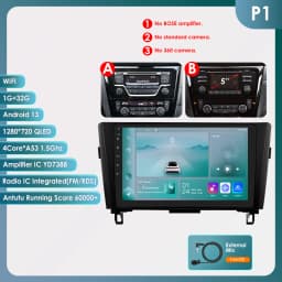 Hizpo 2Din Android 13 for Nissan Rogue X-Trail X Trail 3 T32 2013 - 2017 Qashqai 2 J11 Car Radio Multimedia GPS Carplay Auto DSP