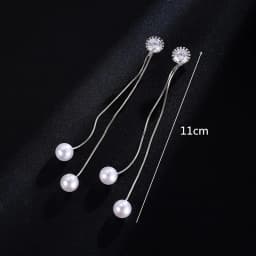 Trend Simulation Pearl Long Earrings Female Moon Star Flower Rhinestone Wedding Pendant Fashion Korean Jewelry Wholesale
