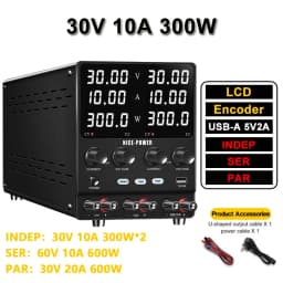 Dual-Channel 30V 10A 300W DC Power Supply 3-modes PAR SER INDEP Switching Power Supply Series Parallel Output Source Repai