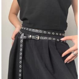 Women's American Vintage Belt New Double Loop Chain Rivet Eyelet Buckle Leather Belt Punk PU Leather Belts Rock Unique