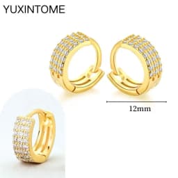 Pave Micro Crystal North Star Hoop Earrings Punk 925 Sterling Silver Ear Needle Twist Gold Earrings For Women Minimalist Jewelry