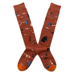 Socks Women's High Tube Calf Knee-length Socks Retro Illustration Art Abstract Street Autumn and Winter Cotton Socks High Sock