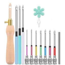 13PCS Embroidery Punch Needle Kits Sewing Wooden Handle Embroidery Pen Rug Hooking Tool for DIY Stitching Craft Embellishment
