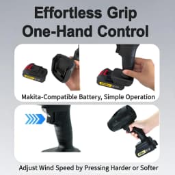 Powerful Air Blower with 550g Thrust Turbo Fan for Cleaning Leaves, Snow, and Dust โ Includes 18V Makita - Compatible Battery