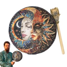 Shamanic Drum Creative Handmade Frame Drum Fashionable 10 Inch Egyptian Pharaoh Moon Goddess Drum Hand Drum with Drum Stick for