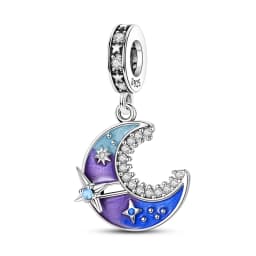Boutique Unique 925 Sterling Silver Stars & Moon Dream Catcher Dreamy Blue Dangle Charm Fit Original Bracelet Fashion Jewelry