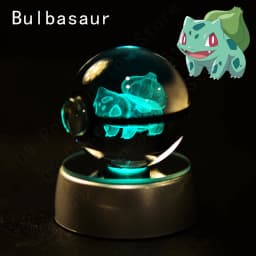 Pokemon 3D Crystal Ball Pikachu Gengar Mew Mewtwo Figurines Lamp Base Pokeball 3D Pokemon Glass Ball Statue Birthday Gift