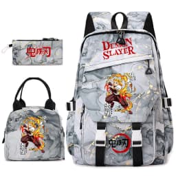 Demon Slayer Anime Backpack Set for Girls Demon Slayer 3Pcs School Bag Lunch Kit Pouch