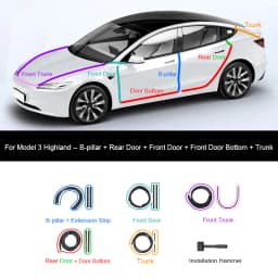 For Tesla Model Y Juniper Door Seal Strip Soundproof Rubber Weatherstrip for Model 3 Highland B-Pillar Sealing Noise Reduction