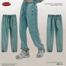 ZODF Retro Autumn Winter Men Batik Washed Cotton Sweatpants Unisex Loose Heavy Weight 420gsm Solid Joggers Pants HY0666