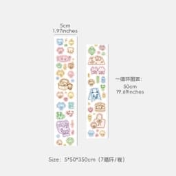 WAKAWAKA Writable Die Cut Sticker Roll Scrapbooking Sticker Hand Drawn Illustration Washi Sticker Journal Planner