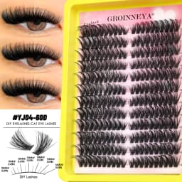 GROINNEYA Lashes Clusters Fluffy Volume Lash Clusters Bottom Lashes Wispy Eyelashes DIY Lash Extension Individual Lashes