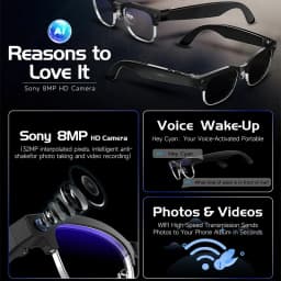 2026 New AI Smart Photo Glasses 800W Camera Anti-shake HD Video Recording Translation Voice Assistant Music BTCall Smart Glasses