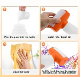 Refillable Paint Roller Brush W/ 500ml Empty Bottles for Wall Restoration and Graffiti Refillable Portable Wall Paint Roller Kit
