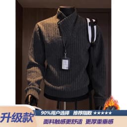 Thickened Stand Collar Sweatshirt Men's Casual Style Inner Wear Base Shirt Heavyweight Leisure Top for Autumn Winter