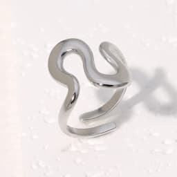 Stainless Steel Irregular Wave Rings for Women Men Creative Gold Color Adjustable Opening Rings Female Statement Jewelry Gifts