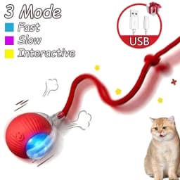 Dog Cat Interactive Ball Toy Automatic Rolling Ball Faux Tail Rechargeable Smart Pet Electric Toy Dog Cat Training Imitate Mouse
