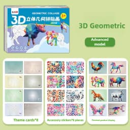 3D Animal Jigsaw Puzzle Stickers 3D Geometric Sticker Puzzle Kit for Focus Creativity DIY Art Gifts for Kids Educational