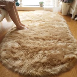 VIKAMA Light Luxury Plush Elliptical Carpet Bedside Soft Foot Mat Living Room Drifting Window Anti slip Decorative Floor Mat