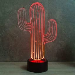 Nighdn 3D Cactus Flower Night Light Lamp Illusion Led 7 Color Changing Touch UBS Acrylic Table Desk Decoration Lamps Gifts