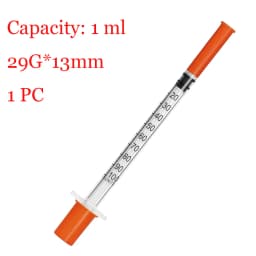 1ml 29G*13Mm Disposable Plastic Veterinary Syringe, Sterile Insulin Syringe with Orange Cap and Needle, Suitable for Pets, Farm Animals, and Laboratory Use.