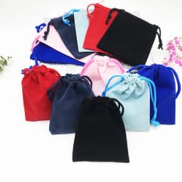 100PCS Wholesale 5*7 7*9 10*12cm Red Velvet Drawstring Bag Black Jewelry Gift Bags Christmas Pouch Cotton 3 Sizes Free Shipping